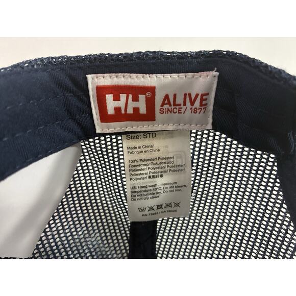 Helly Hansen A-Frame Cabin Logo Trucker Hat Navy Mesh Snapback Outdoor Hiking - Picture 8 of 8